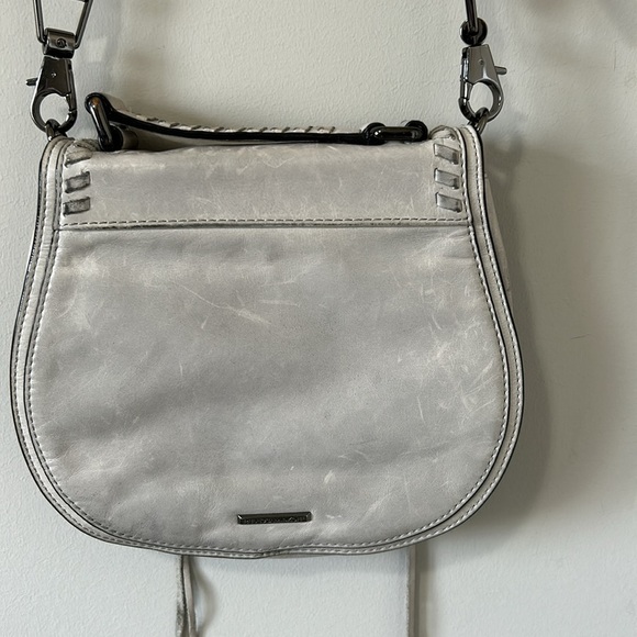 Rebecca Minkoff Vanity Saddle Bag Small Gray Crossbody Bag Purse Pockets - Picture 10 of 13